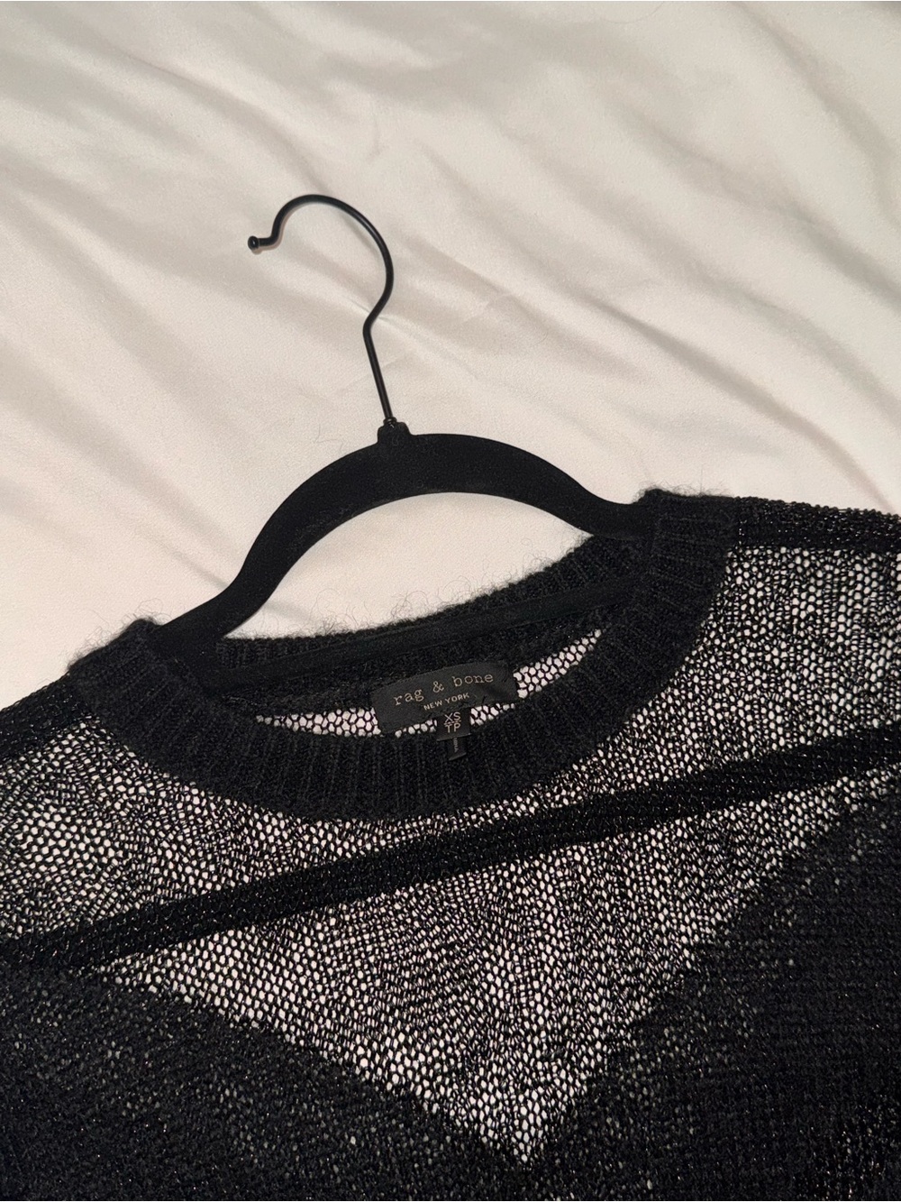 black XS crew neck rag & bone sweater with mesh - Picture 6 of 6